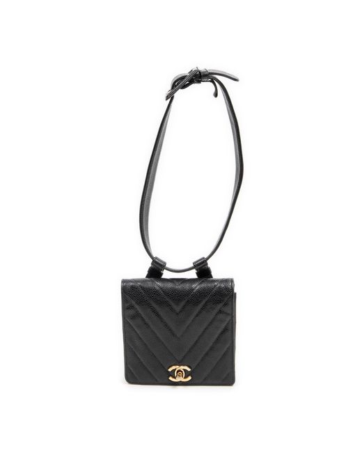 Chanel Vintage Full Flap Belt Bag in Black