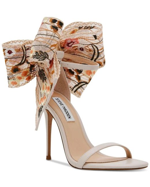 Steve Madden White Benni Sandals Floral Bow Stiletto Heel Rhs6019