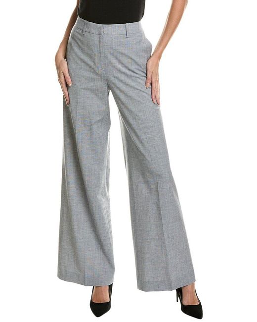 Lafayette 148 New York Gray Dalton Wool-Blend Wide Leg Pant