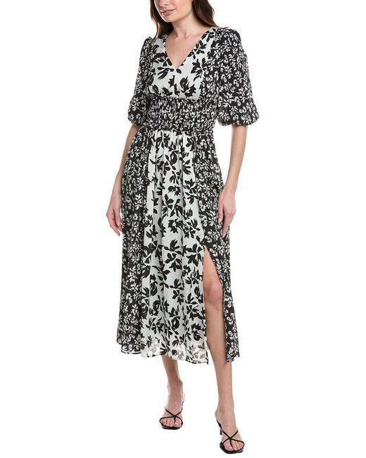 Taylor Black Yoryu Jacquard Midi Dress
