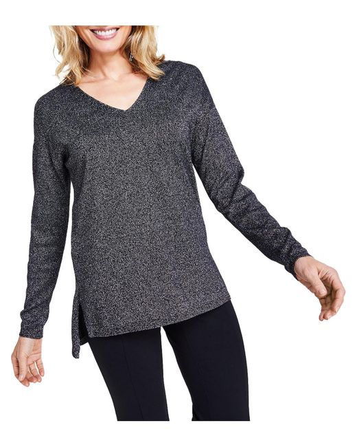 INC Metallic Cotton Blend Blouse in Gray Lyst