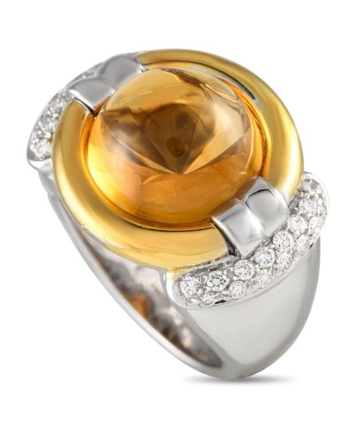 Non-Branded Metallic Lb Exclusive 18k Gold 0.50ct Diamond And Citrine Cocktail Ring Mf12-012424