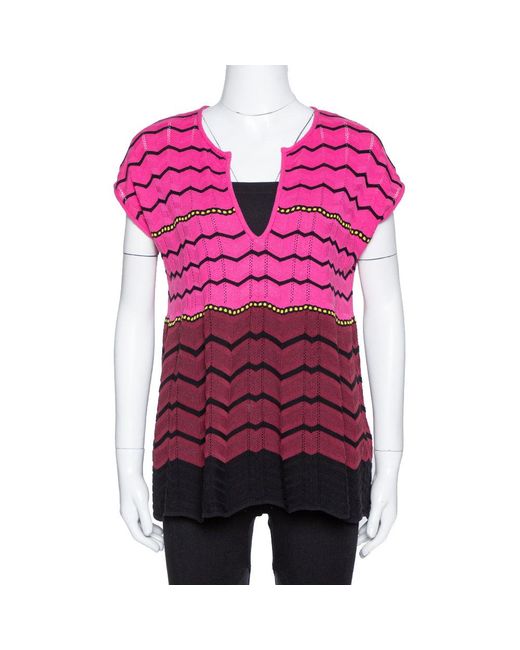Missoni Purple Zig Zag Knit Flared Top