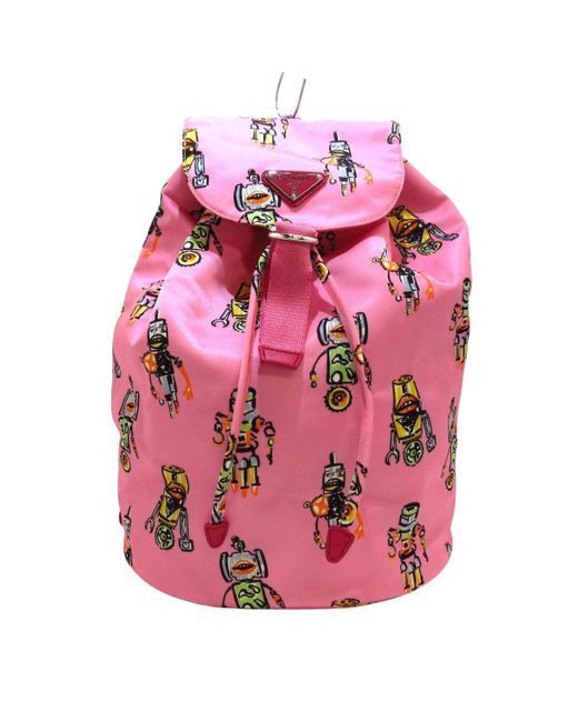 Prada Pink Tessuto Synthetic Backpack Bag (pre-owned)