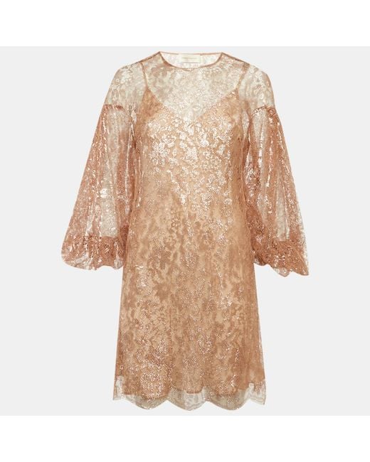 Zimmermann Women's Natural Rose Lace Mini Dress