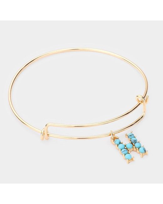 Fashnzfab Blue H- Embellished Initial Monogram Charm Bracelet