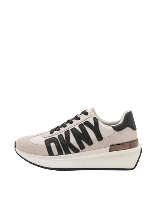 DKNY White Arlan Retro Lace Up Sneaker