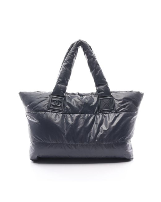 Chanel Blue Coco Coon Mm Handbag Tote Bag Nylon Leather Dark Navy Bordeaux Reversible