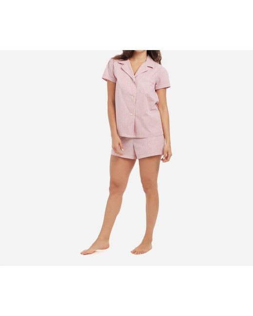 The Sleep Code Red Gingham Cotton Classic Short Pj Set