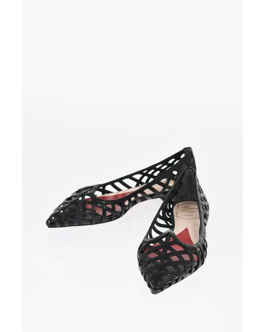 Rodger Cut Out Roger Vivier Leather Point Toe Ballet Flats With Cut-Out Details in ...