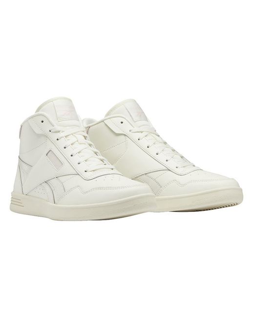 Reebok White Club High Top Leather Lace-up Casual And Fashion Sneakers