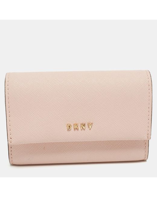 DKNY Natural Saffiano Leather Flap Compact Wallet