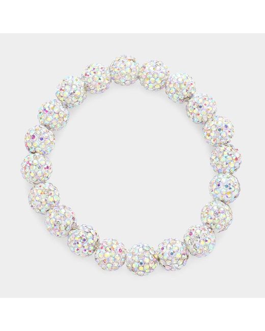 Fashnzfab Metallic Shamballa Ball Stretch Bracelet Ab