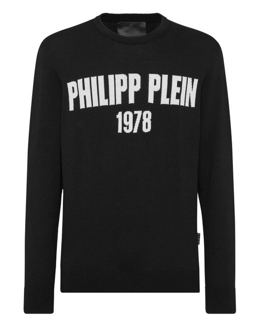 Philipp Plein Black Round Neck Pullover 1978 for men