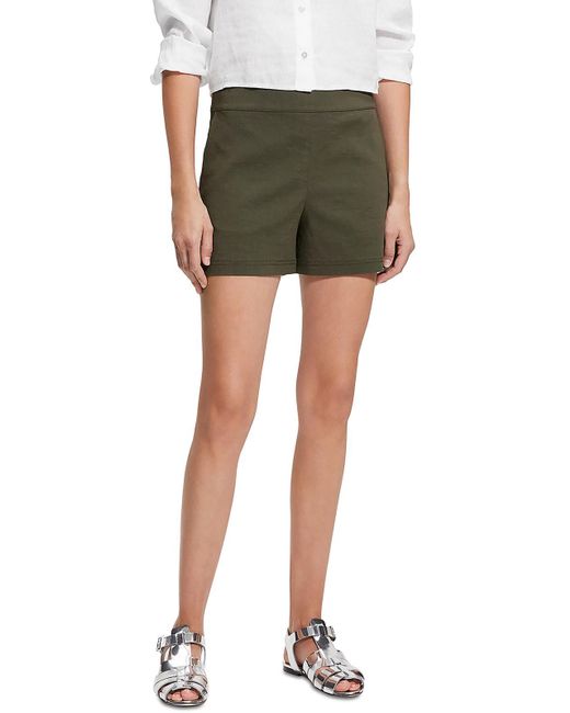 Theory Green High Rise Solid Casual Shorts