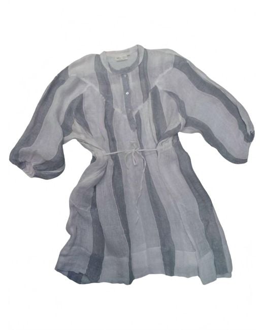 Paperlace Gray Linen Shirt Dress