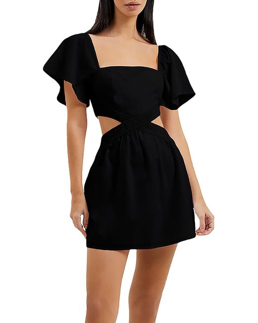 French Connection Black Cut-out Short Mini Dress