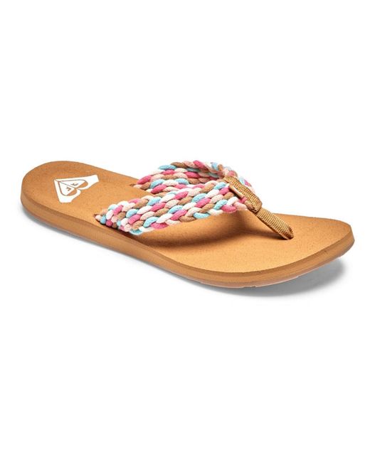 Roxy Porto Iii Slip On Open Toe Thong Sandals in Pink | Lyst