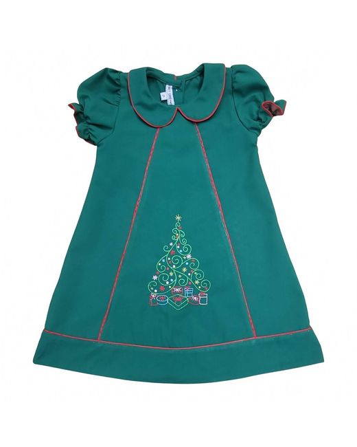 Muguet Collection Girl's Christmas Tree Embroidered Hunter Dress in Blue |  Lyst