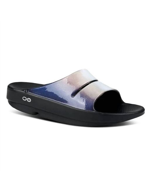 OOFOS Blue Ooahh Luxe Slide Sandal