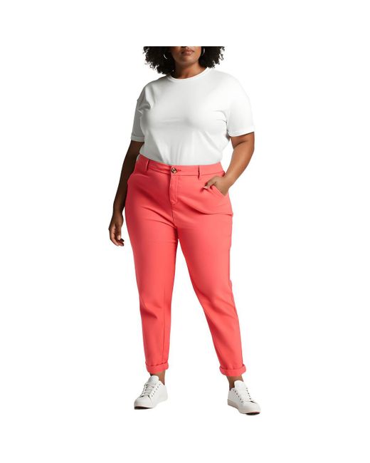 Tommy Hilfiger Red Plus Hampton Slim High-Rise Chino Pants