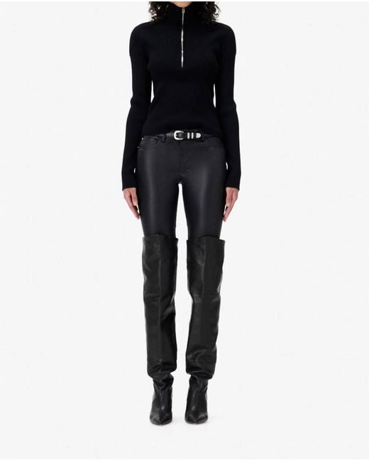 IRO Ambra Half Zip Ribbed Sweater in Black | Lyst