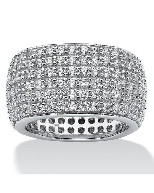 Palmbeach Jewelry Metallic 3.00 Tcw Pave Cubic Zirconia Multi-Row Eternity Band
