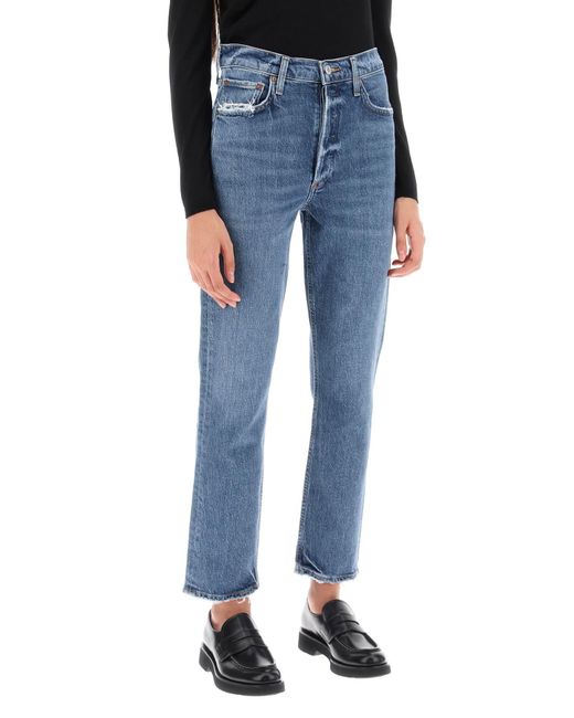 Agolde Blue Riley High-waisted Jeans