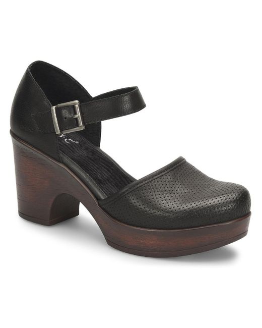 b.ø.c. Black Gia Leather Ankle Strap Wedge Sandals