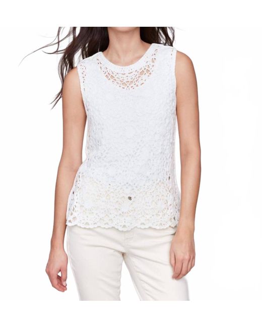 Charlie b White Sleeveless Floral Crochet Top