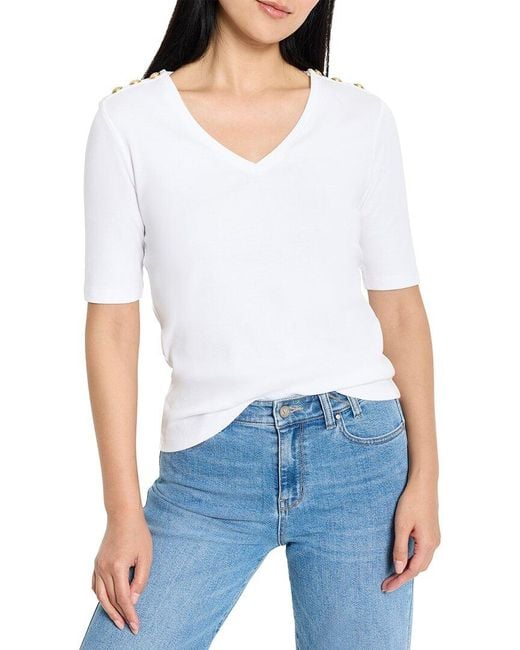 NIC+ZOE White Elbow Sleeve Top