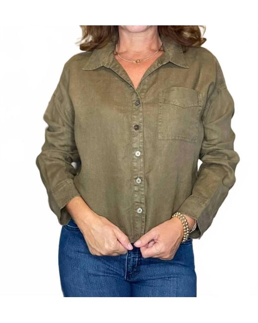 Michael Stars Green Gracie Cropped Button-Down Jacket