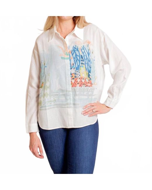 Elior White Patio Print Top