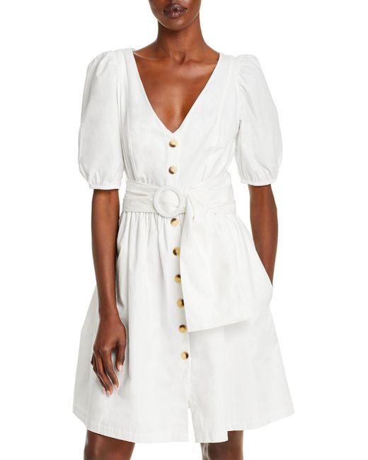French Connection White Besima Cotton Fit & Flare Mini Dress