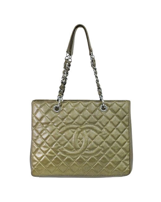 Chanel Green Grand Shopping Leather Tote Bag (pre-owned)