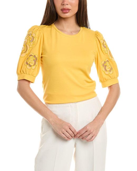 Gracia Yellow Sheer Floral Top