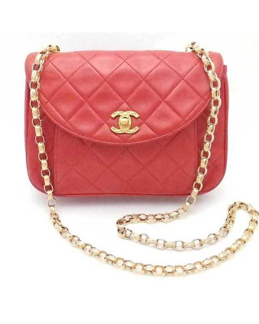 Chanel Red Matelassé Leather Shopper Bag (pre-owned)