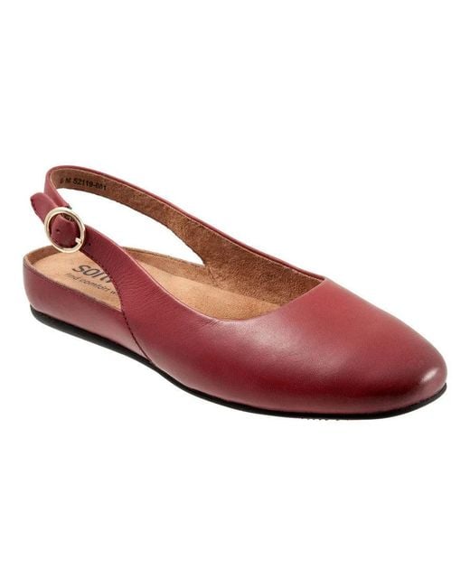 Softwalk® Red Sandy S2119-601 Flat Dark Leather Slingback Zap248