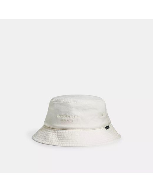 COACH White Denim Bucket Hat