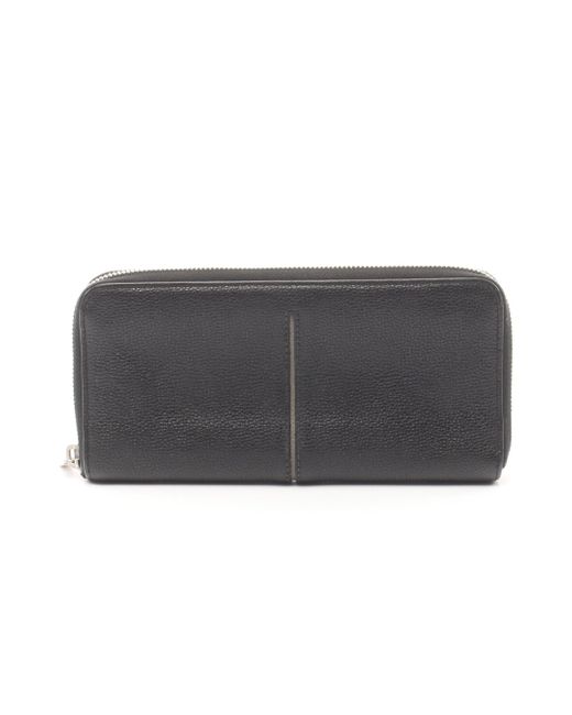 Tod's Gray Round Zipper Long Wallet Leather
