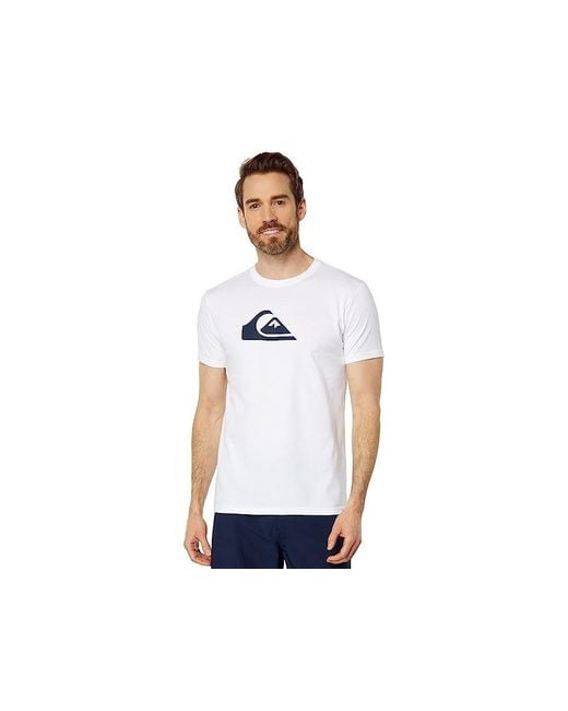 Quiksilver Blue T-Shirts 'Swhite Cotton Comp Logo Short Sleeves Pullover Fts217 for men