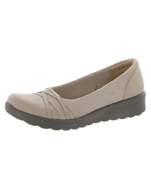Bzees Gray Faux Suede Slip On Ballet Flats