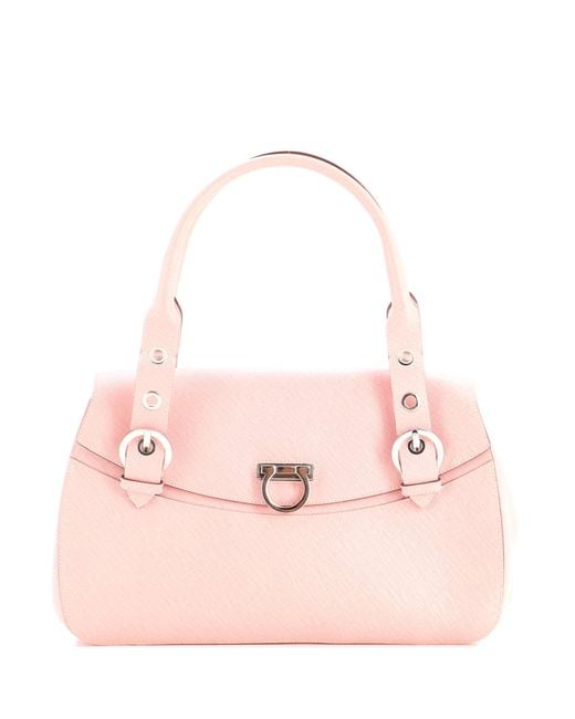 Ferragamo Pink Sofia Satchel Laser Cut Leather
