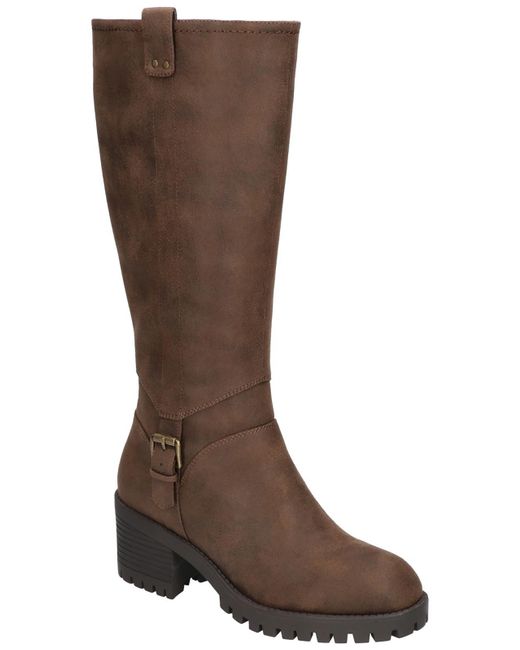 Bella Vita Brown Lorielle Plus Faux Leather Inside Zipper Knee-high Boots