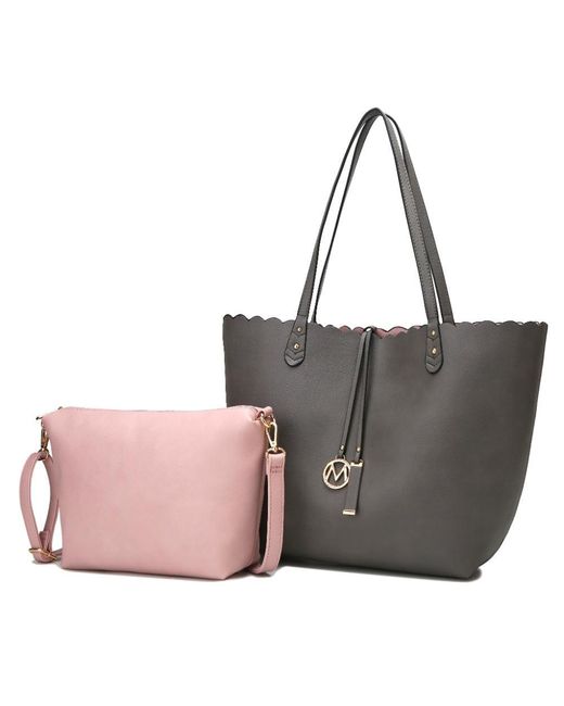 MKF Collection by Mia K Gray Amahia Vegan Leather Reversible Shopper Tote Bag With Crossbody Pouch By Mia K