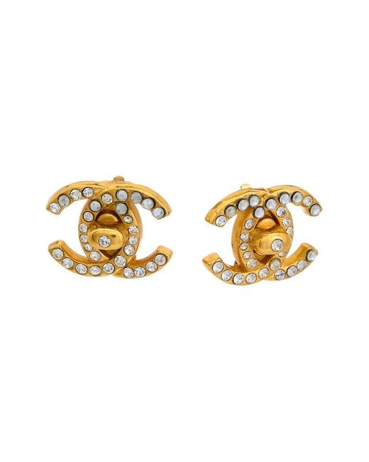 Chanel Metallic Turn Lock Coco Mark Gp Earrings