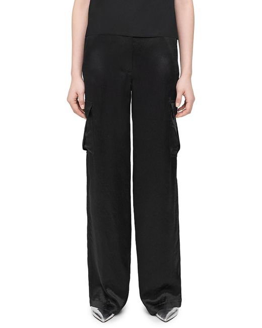Theory Black Mid-rise Wide Leg Cargo Pants