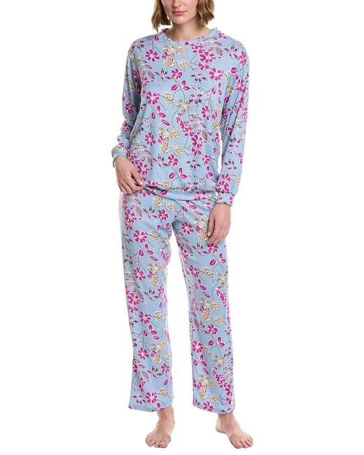 ANNA KAY Blue 2pc Butterfly Comfy Silk-blend Pajama Set