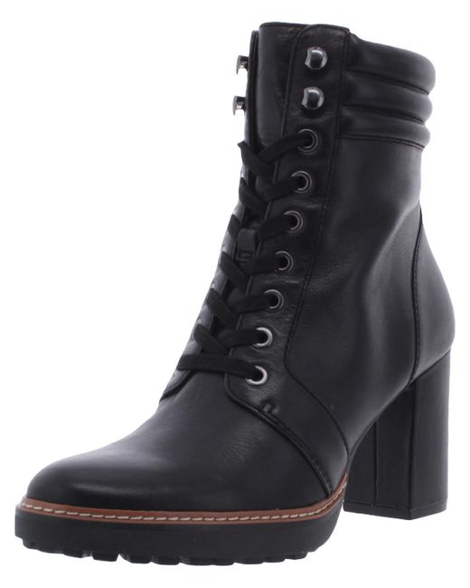 Naturalizer Colby Leather Ankle Combat Boots in Black | Lyst