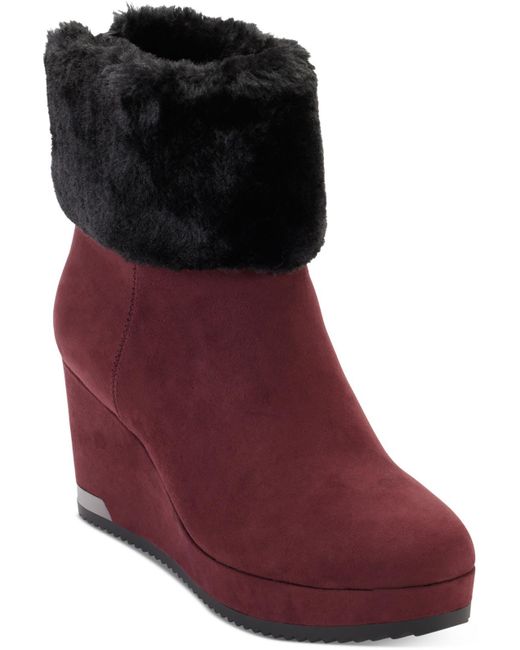 DKNY Red Nadra Faux Suede Dressy Booties